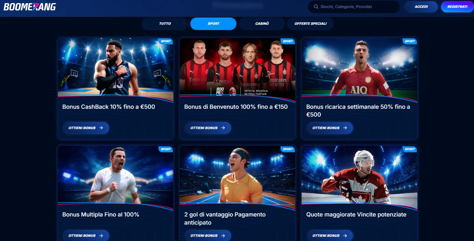 Boomerang Siti Scommesse Senza Documenti